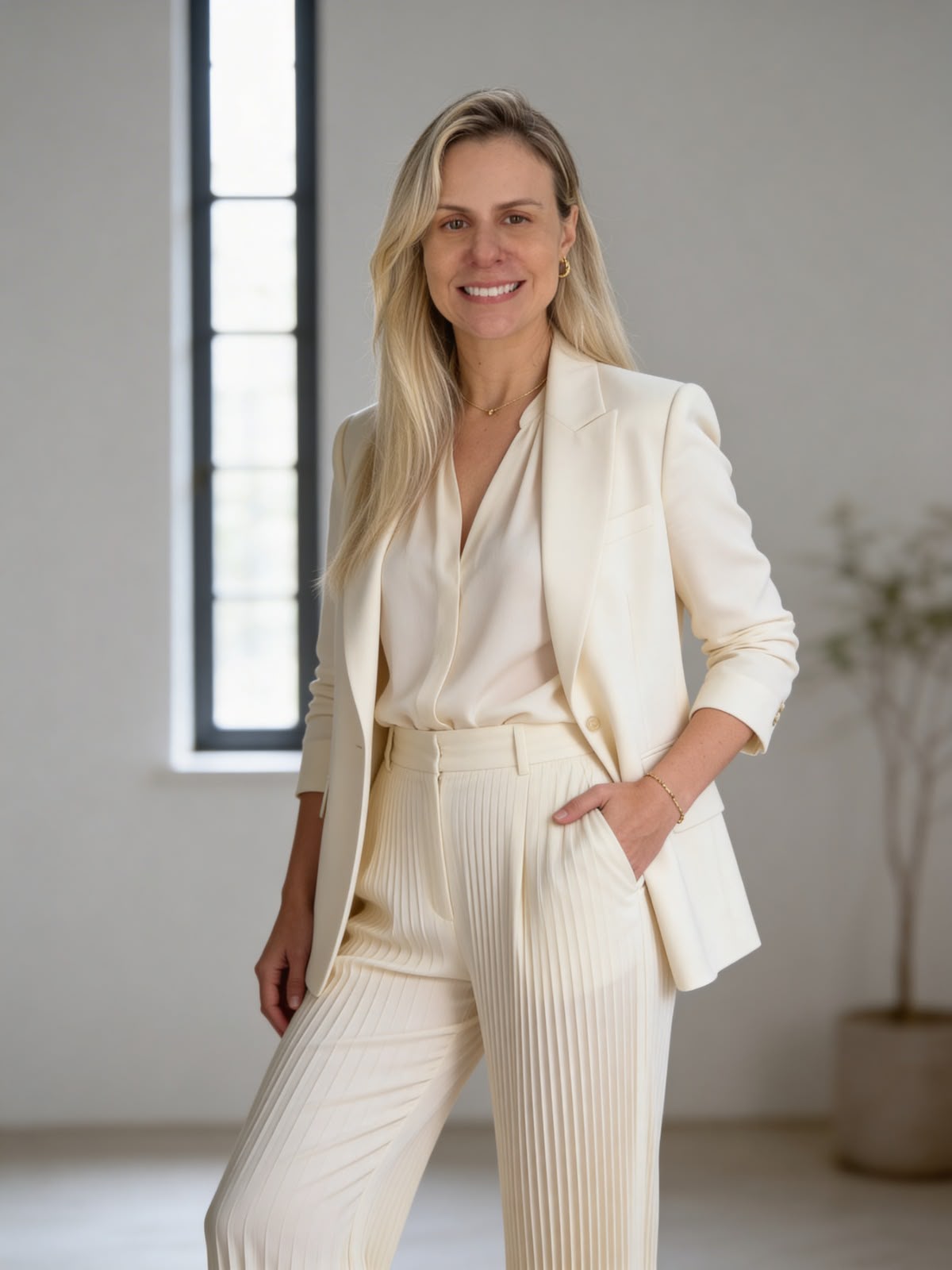 Helaine Casão em pé sorrindo